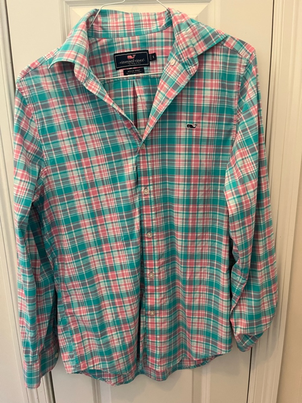 Vineyard Vines Teal & Pink Plaid Button-Down Shirt